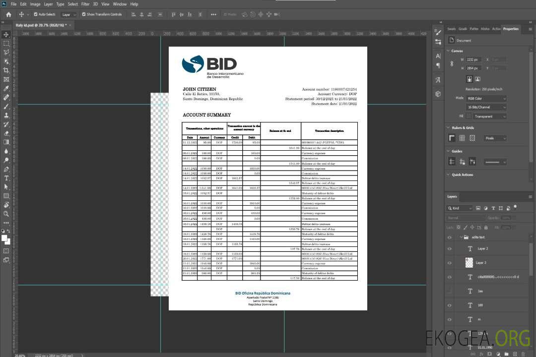 Relevé bancaire de soumission de la République Dominicaine xls template